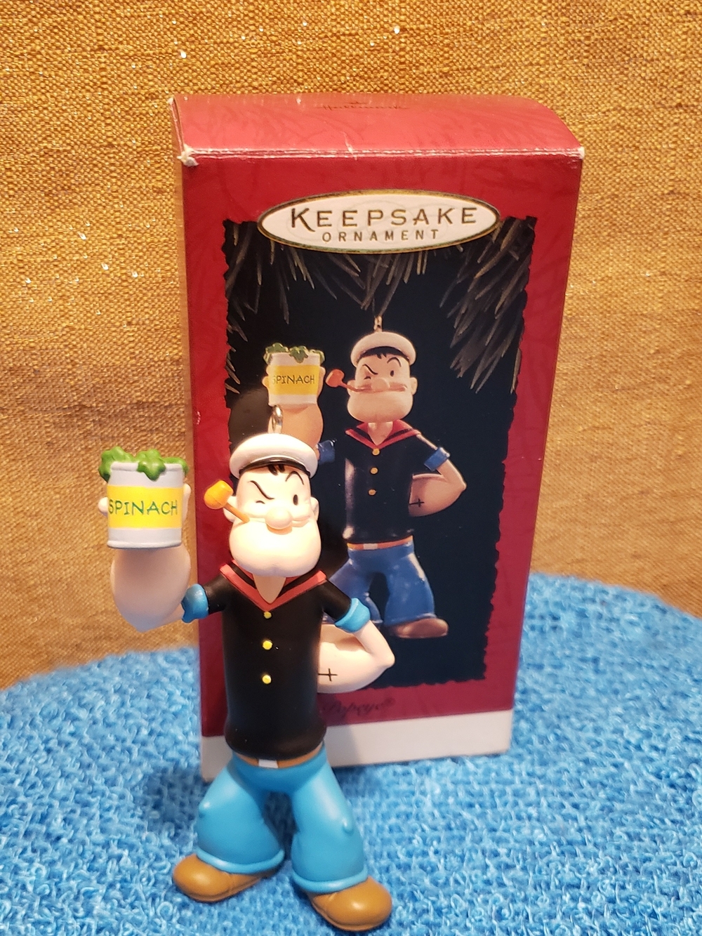 Hand Crafted Popeye Ornament - Black, Blue & Tan